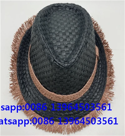 Qo'l tovlamachilgan qora fedora plasel shlyapasi