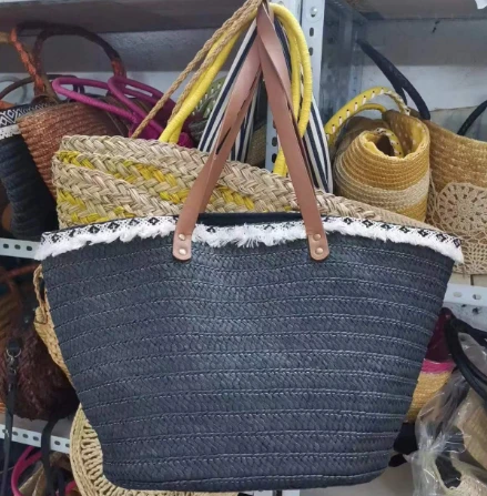 Qora qog'oz woven plyaj sumkasi