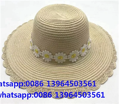 Daisy Ribbon Wide Brim To'qilgan qog'oz somonli ayollar shapkasi
