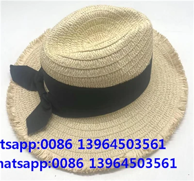Qora ilmoqli tassel Fedora Quyoshdan yasalgan somon shlyapa