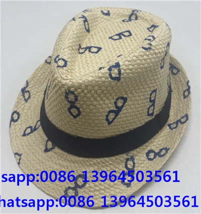 Chop etish naqshli somon Fedora shlyapa