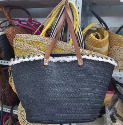 Qora qog'oz woven plyaj sumkasi