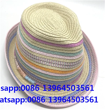 Ayollar uchun ko'p rangli Fedora somon shlyapa