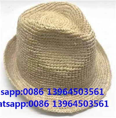 Qo'lda to'qilgan to'qilgan Fedora yumshoq somon shlyapa