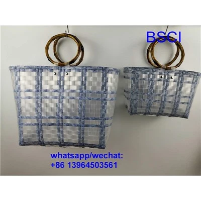 To'qilgan plastik savat sumkasi